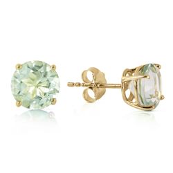 Genuine 3.1 ctw Green Amethyst Earrings Jewelry 14KT Yellow Gold - REF-23P9H