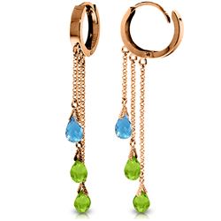 Genuine 4.8 ctw Multi-gemstones Earrings Jewelry 14KT Rose Gold - REF-64V4W