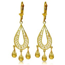 Genuine 3.75 ctw Citrine Earrings Jewelry 14KT Yellow Gold - REF-46K5V