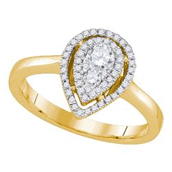 0.39 CTW Diamond Teardrop Cluster Ring 14KT Yellow Gold - REF-67K4W