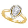 Image 1 : 0.39 CTW Diamond Teardrop Cluster Ring 14KT Yellow Gold - REF-67K4W