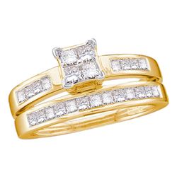 1 CTW Princess Diamond Bridal Engagement Ring 14KT Yellow Gold - REF-89M9H