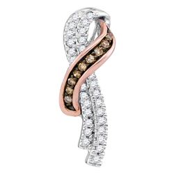 0.27 CTW Cognac-brown Color Diamond Cascading Ribbon Pendant 10KT White Gold - REF-19H4M