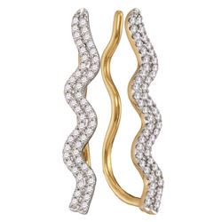 0.25 CTW Diamond Double Two Row Climber Earrings 10KT Yellow Gold - REF-22X4Y