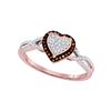 Image 1 : 0.20 CTW Red Color Diamond Heart Cluster Ring 10KT Rose Gold - REF-26M9H