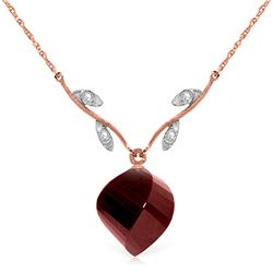 Genuine 15.27 ctw Ruby & Diamond Necklace Jewelry 14KT Rose Gold - REF-46R7P