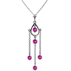 Genuine 1.50 ctw Pink Topaz Necklace Jewelry 14KT White Gold - REF-29T7A