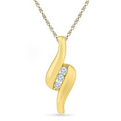 0.15 CTW Diamond 3-stone Ribbon Pendant 10KT Yellow Gold - REF-16M4H