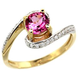 Natural 1.24 ctw pink-topaz & Diamond Engagement Ring 10K Yellow Gold - REF-42G9M