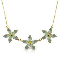 Genuine 4.2 ctw Green Amethyst Necklace Jewelry 14KT Yellow Gold - REF-60N7R