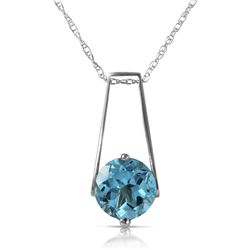 Genuine 1.45 ctw Blue Topaz Necklace Jewelry 14KT White Gold - REF-23H8X