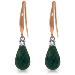 Genuine 6.7 ctw Green Sapphire Corundum & Diamond Earrings Jewelry 14KT Rose Gold - REF-28T8A