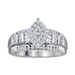 1.97 CTW Diamond Oval Cluster Bridal Engagement Ring 10KT White Gold - REF-134M9H