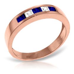 Genuine 0.63 ctw Sapphire & White Topaz Ring Jewelry 14KT Rose Gold - REF-49F2Z