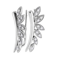 0.25 CTW Diamond Floral Earrings 10KT White Gold - REF-30K2W