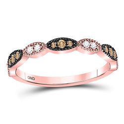 0.22 CTW Brown & White Diamond Ring 10KT Rose Gold - REF-30F6X