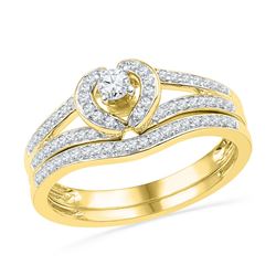 0.33 CTW Diamond Heart Bridal Engagement Ring 10KT Yellow Gold - REF-34M4H