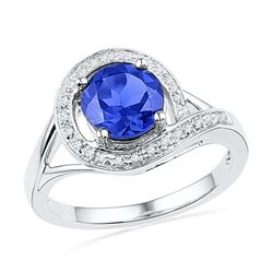 1.88 CTW Created Blue Sapphire Solitaire Diamond Ring 10KT White Gold - REF-22Y4X