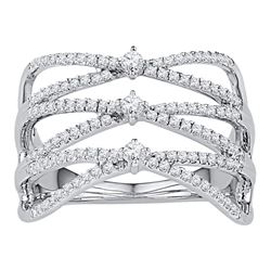 0.50 CTW Diamond Crisscross Crossover Strand Ring 10KT White Gold - REF-37Y5X