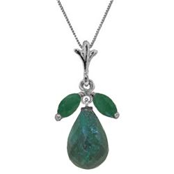 Genuine 9.3 ctw Green Sapphire Corundum & Emerald Necklace Jewelry 14KT White Gold - REF-30R2P