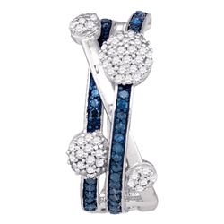 0.56 CTW Blue Color Diamond Cluster Hoop Earrings 10KT White Gold - REF-40W4K