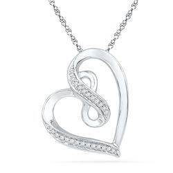 0.10 CTW Diamond Heart Infinity Pendant 10KT White Gold - REF-18K2W