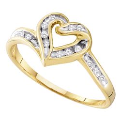 0.07 CTW Diamond Heart Ring 10KT Two-tone Gold - REF-10X5Y