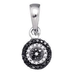 0.10 CTW Black Color Diamond Circle Cluster Pendant 10KT White Gold - REF-8H9M