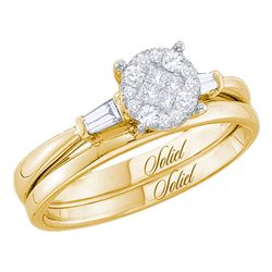 0.25 CTW Princess Diamond Soleil Bridal Engagement Ring 14KT Yellow Gold - REF-44W9K