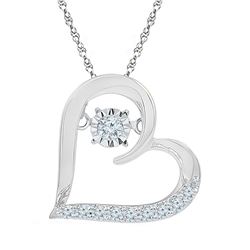 0.14 CTW Moving Twinkle Diamond Heart Love Pendant 10KT White Gold - REF-18Y2X