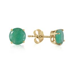 Genuine 0.95 ctw Emerald Earrings Jewelry 14KT Yellow Gold - REF-22R2P