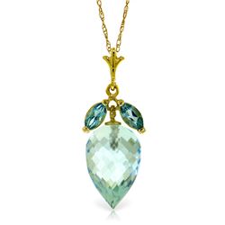 Genuine 11.75 ctw Blue Topaz Necklace Jewelry 14KT Yellow Gold - REF-37N2R