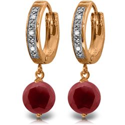 Genuine 4.03 ctw Ruby & Diamond Earrings Jewelry 14KT Rose Gold - REF-76N6R