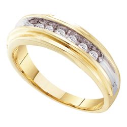 0.25 CTW Mens Channel-Set Diamond Wedding Anniversary Ring 14k Yellow Gold - REF-59W9K