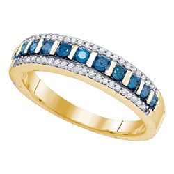 0.35 CTW Blue Color Diamond Ring 10KT Yellow Gold - REF-25M4H