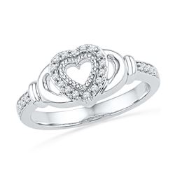 0.12 CTW Diamond Milgrain Heart Love Ring 10KT White Gold - REF-22N4F