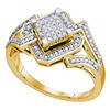 Image 1 : 0.35 CTW Diamond Diagonal Square Cluster Ring 10KT Yellow Gold - REF-41K9W