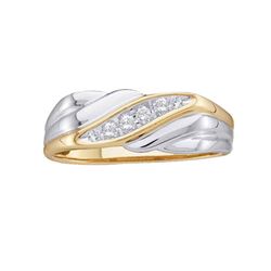 0.14 CTW Mens Diamond Single Row Wedding Ring 10KT Yellow Gold - REF-26X9Y