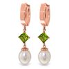 Image 1 : Genuine 9.5 ctw Pearl & Peridot Earrings Jewelry 14KT Rose Gold - REF-53Z2N