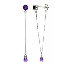 Genuine 3.15 ctw Amethyst Earrings Jewelry 14KT White Gold - REF-22A3K