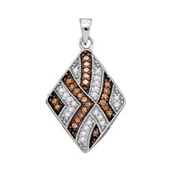 0.33 CTW Cognac-brown Color Diamond Square Pendant 10KT White Gold - REF-22X4Y