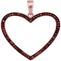 0.20 CTW Red Color Diamond Heart Love Pendant 10KT Rose Gold - REF-32H9M