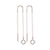 Image 1 : 0.10 CTW Diamond Diagonal Square Dangle Threader Earrings 10KT Rose Gold - REF-18Y2X