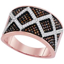 0.50 CTW Red Color Diamond Symmetrical Ring 10KT Rose Gold - REF-75H2M