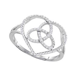 0.17 CTW Diamond Heart Triquetra Trinity Ring 10KT White Gold - REF-20F9N
