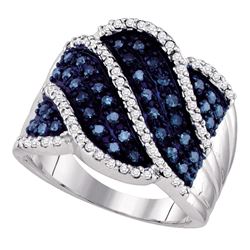 0.76 CTW Blue Color Diamond Fashion Ring 10KT White Gold - REF-49F5N