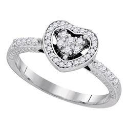 0.25 CTW Diamond Simple Heart Halo Ring 10KT White Gold - REF-25X4Y