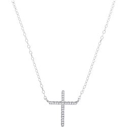 0.08 CTW Diamond Cross Pendant 10KT White Gold - REF-12M2H