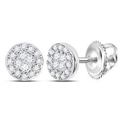 0.15 CTW Princess Diamond Soleil Cluster Earrings 10KT White Gold - REF-18H7M