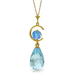 Genuine 5.5 ctw Blue Topaz Necklace Jewelry 14KT Yellow Gold - REF-25N6R